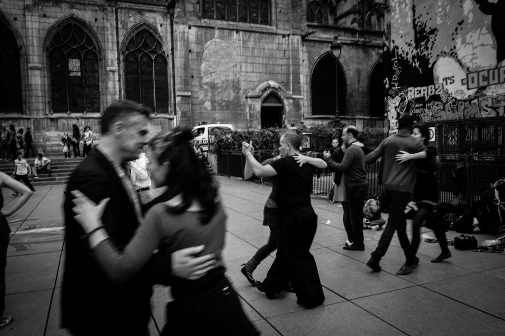 people dancing on street